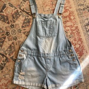 Cotton On Light Blue Denim Overall Shorts